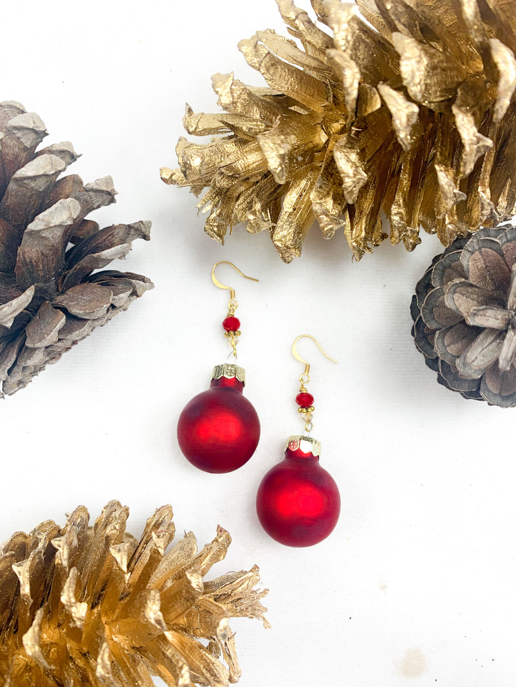 Red Glass and Swarovski Crystal Ornament Earrings