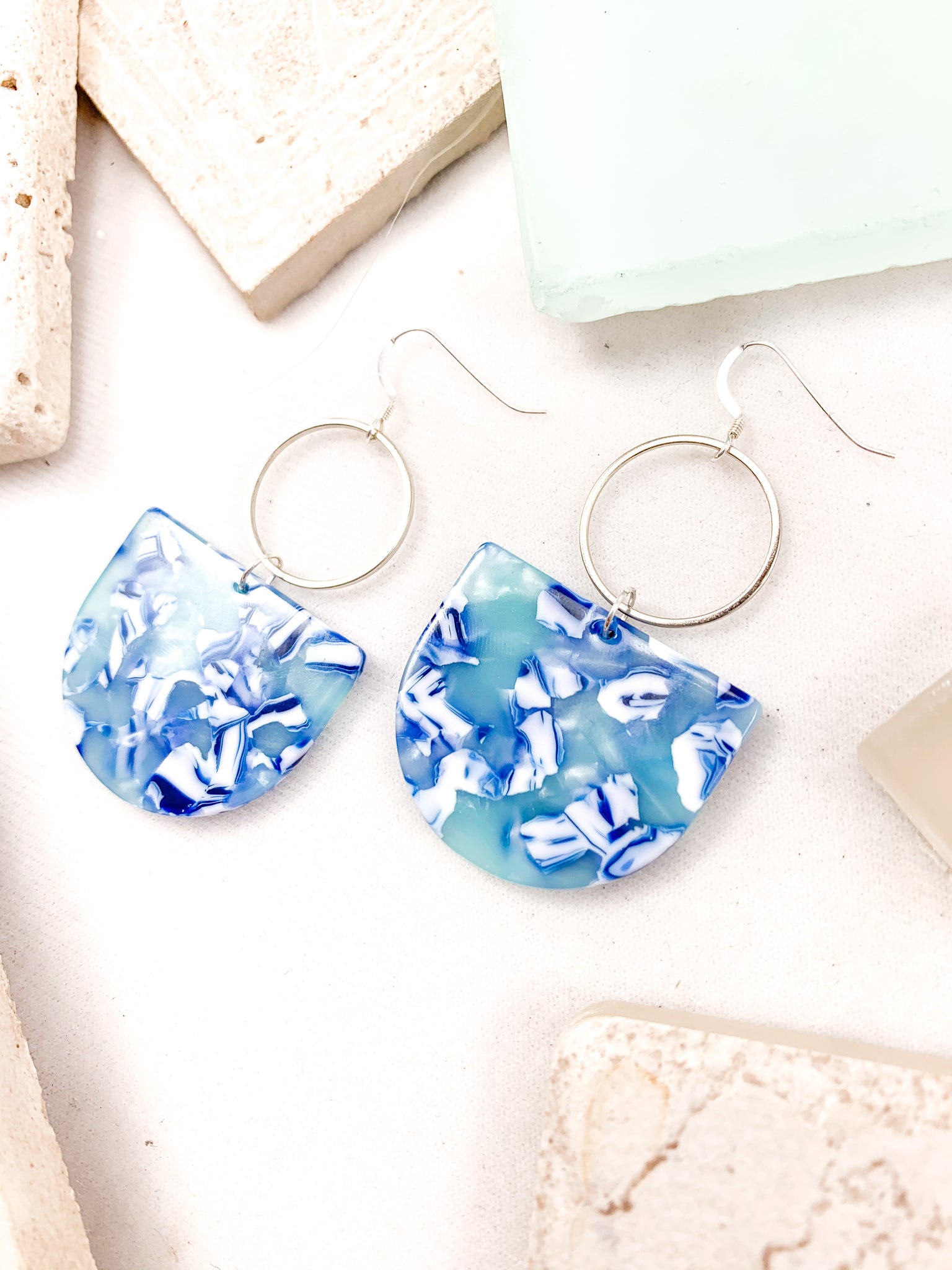 Blue & Aqua Tortoise Shell Earrings