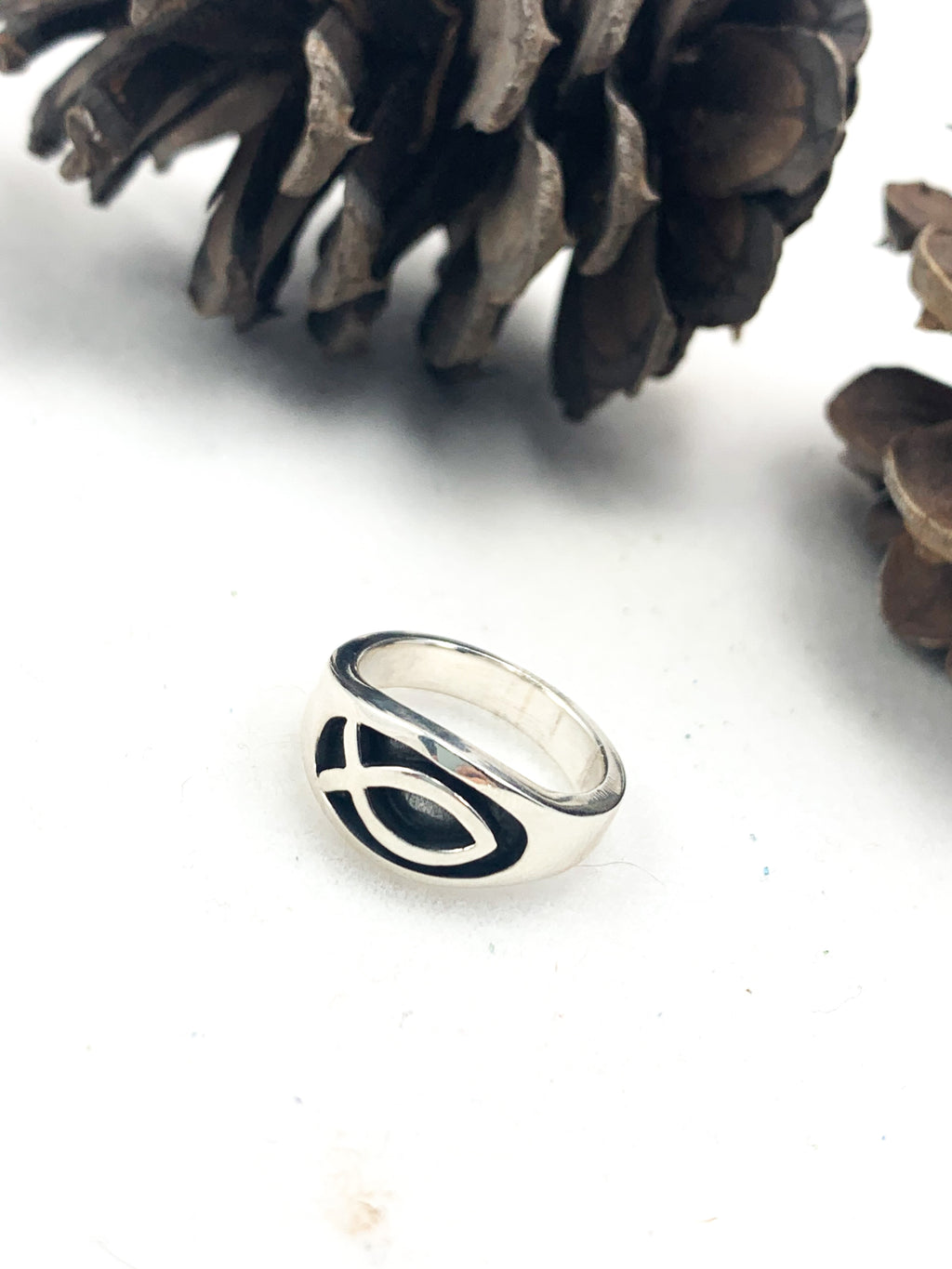 Unisex Solid Sterling Silver Fish Ring