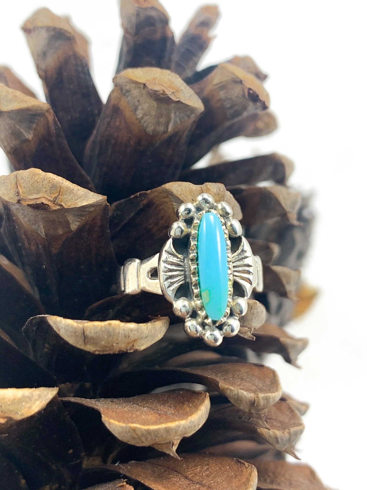 Turquoise Ring Set in Solid Sterling Silver