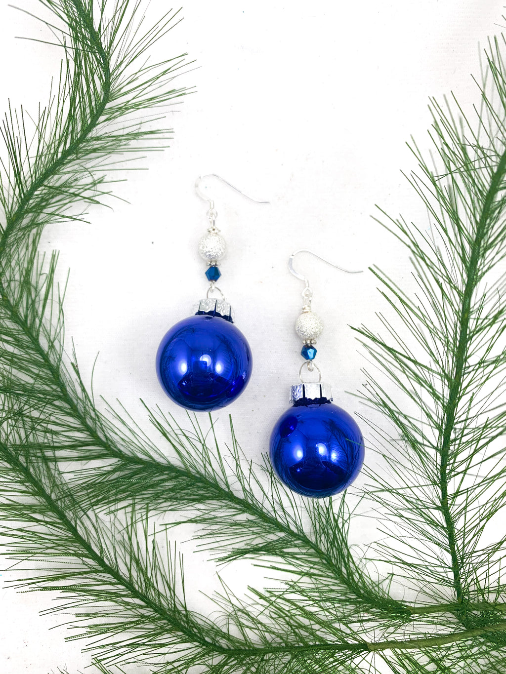 Cobalt Blue Glass and Crystal Ornament Earrings